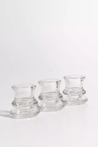 3 Piece Glass Dinner Candle Holders