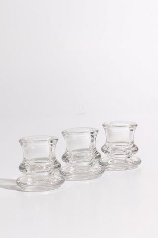 3 Piece Glass Dinner Candle Holders