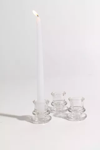 3 Piece Glass Dinner Candle Holders