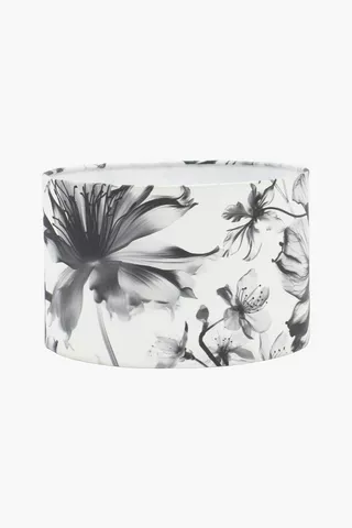 Mono Floral Drum Lampshade, 31x20cm