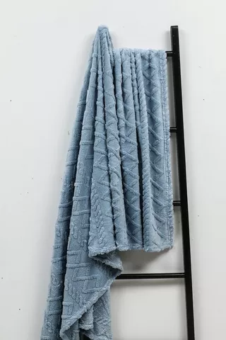 Jacquard Embossed Geometric Sherpa Blanket, 150x200cm