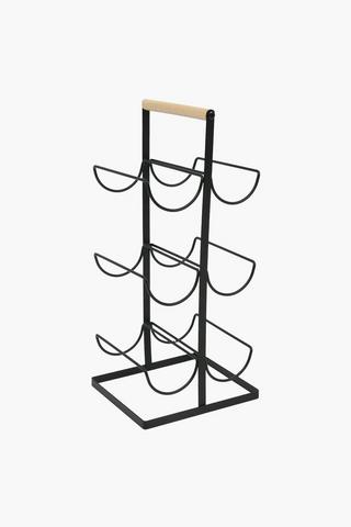 6 Bottle Metal And Wood Wine Rack