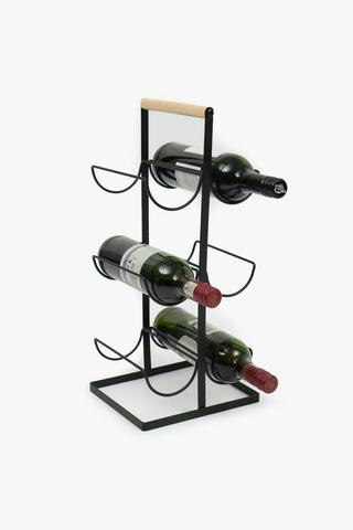 6 Bottle Metal And Wood Wine Rack