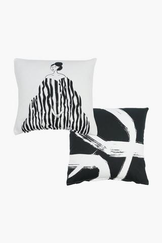 2 Pack Firefinch Abstract Scatter Cushion Covers, 45x45cm