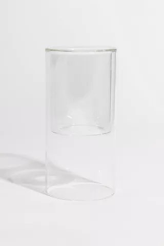 Double Glass Candle Holder, 10x20cm