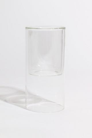 Double Glass Candle Holder, 10x20cm