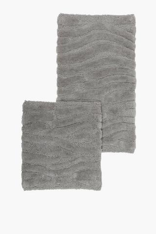 2 Piece Wavey Tufted Cotton Bath Mat Set