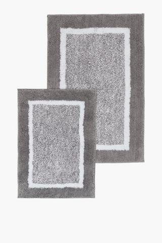 2 Piece Non Slip Border Bath Mat Set