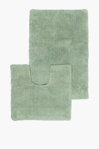 Cotton 2 Piece Tufted Plain Bath Mat Set