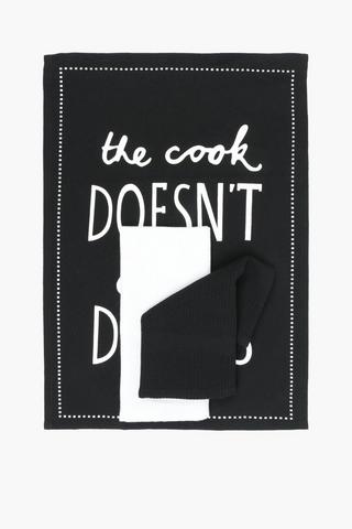 3 Quirky Script Cotton Tea Towels