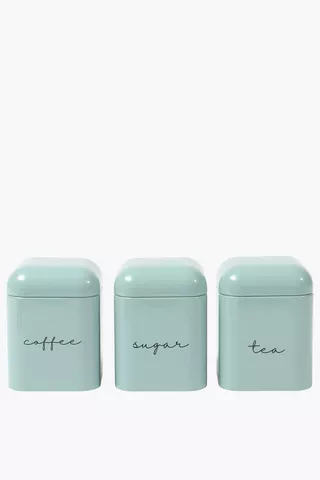 Set Of 3 Galvanized Metal Canisters