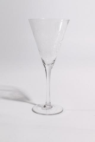 Etched V Shaped Wine Glass
