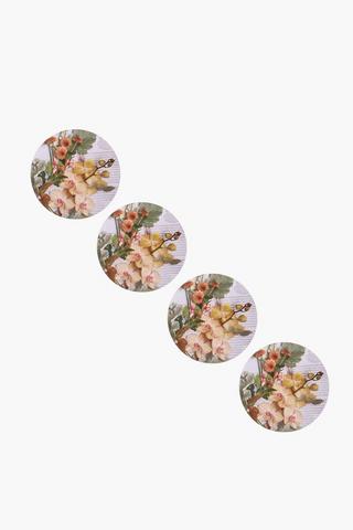 4 Pack Floral Cork Coasters