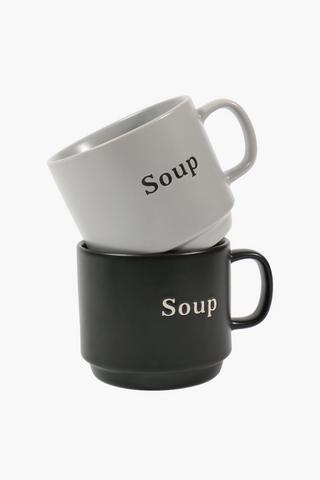 Script Stoneware Soup Mug