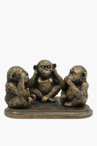 Trio Monkey Statue, 17x10cm