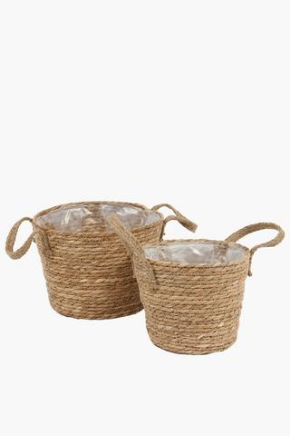 Cattail Basket Planter, 32x21cm