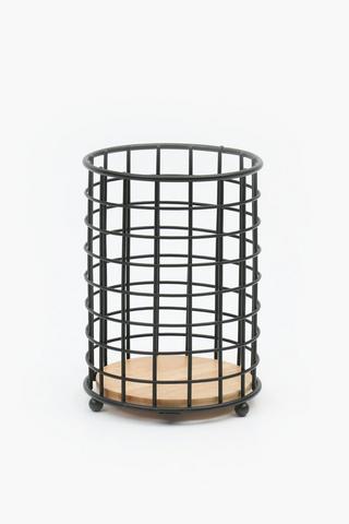 Cali Bamboo And Metal Utensil Holder