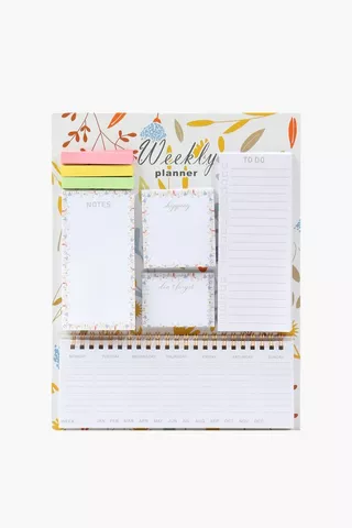 Floral Weekly Planner With Notepads