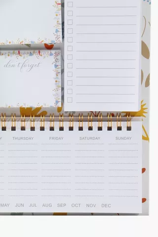Floral Weekly Planner With Notepads