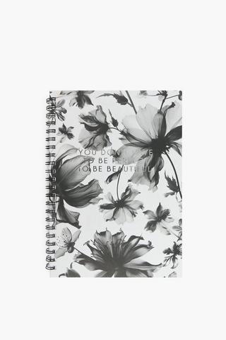 Mono Floral Spiral Notebook A4
