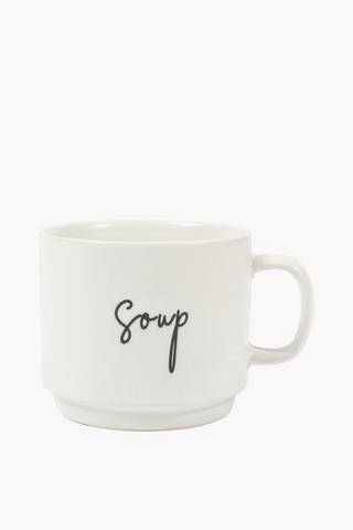 Script Stoneware Soup Mug