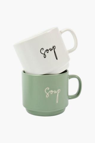 Script Stoneware Soup Mug