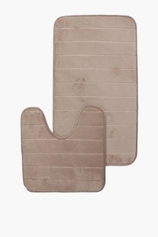 2 Piece Linear Embossed Foam Bath Mat Set