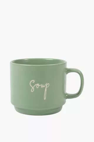 Script Stoneware Soup Mug