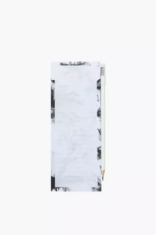 Mono Floral Notepad With Pencil