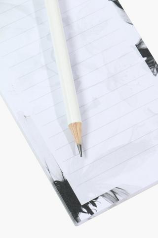 Mono Floral Notepad With Pencil