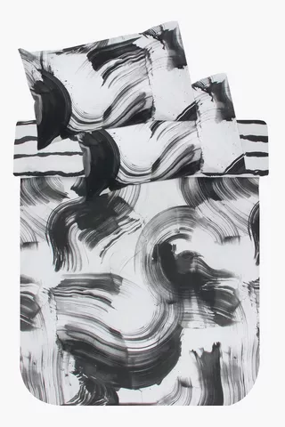 Polycotton Printed Abstract Brush Stroke Duvet Cover Set