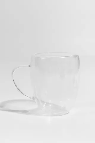 Double Wall Glass Mug, Short