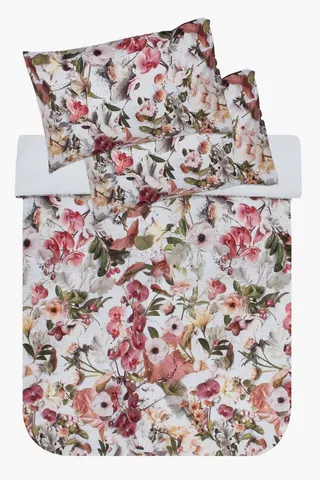 Soft Touch Transfer Printed Sugarbird Floral Duvet Cover Set