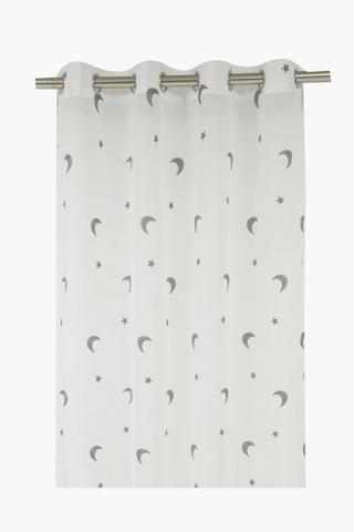 Embroidered Star And Moon Sheer Eyelet Curtain, 140x225cm