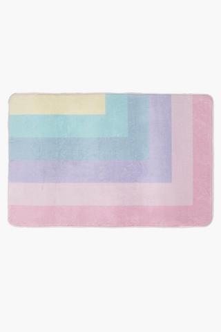 Rainbow Block Flannel Rug, 70x110cm