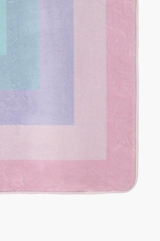 Rainbow Block Flannel Rug, 70x110cm