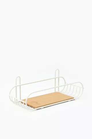 Bamboo And Metal Utility Caddy