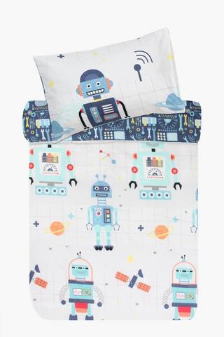 Soft Touch Robot Friends Reversible Duvet Cover Set