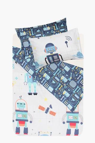 Soft Touch Robot Friends Reversible Duvet Cover Set