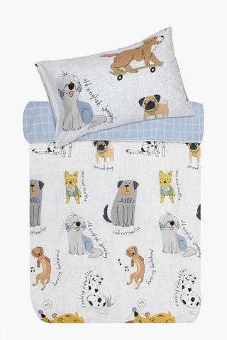 Polycotton Doggos Reversible Duvet Cover Set