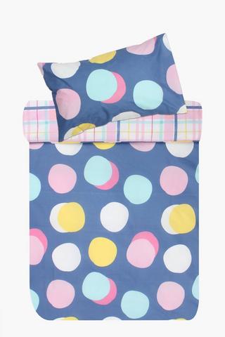 Polycotton Dot And Check Reversible Duvet Cover Set