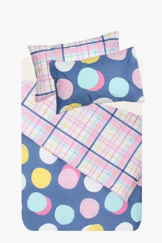 Polycotton Dot And Check Reversible Duvet Cover Set