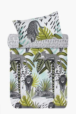 Polycotton Safari Cats Reversible Duvet Cover Set