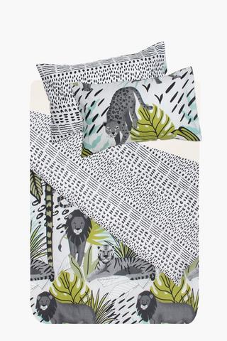 Polycotton Safari Cats Reversible Duvet Cover Set