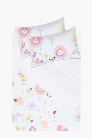 Soft Touch Embroidered Floral Reversible Duvet Cover Set