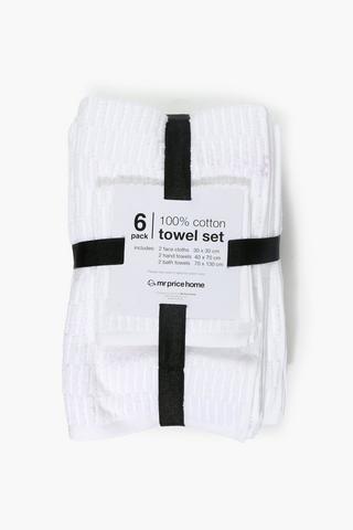 6 Pack Textured Cotton Towel Set