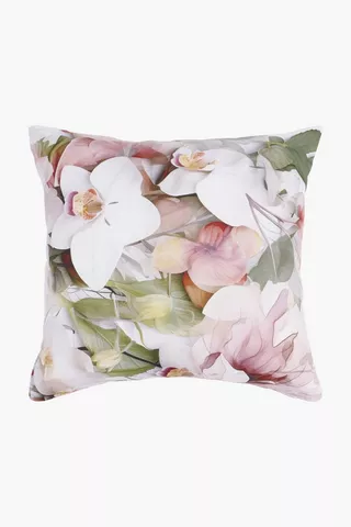 Printed Orchid Photographic Scatter Cushion, 50x50cm