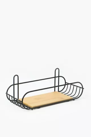 Bamboo And Metal Utility Caddy