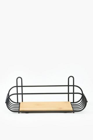 Bamboo And Metal Utility Caddy