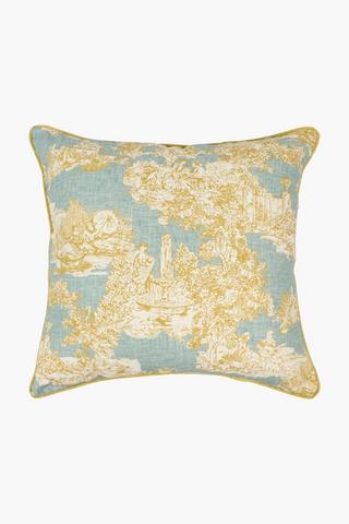 Premium Printed Toile U And G Feather Scatter Cushion, 60x60cm